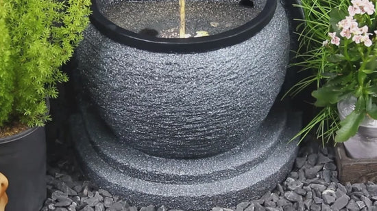 FountJoy 5-Tier Modern Resin Water Fountain - Outdoor Patio Backyard Decor Features Video