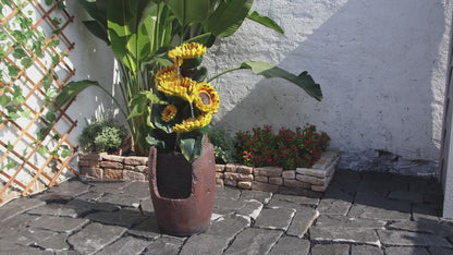 FountJoy 4-Tier Sunflower LED Water Fountain - Garden Patio Balcony Decor - Installation Overview and Water Flow Demonstration Video
