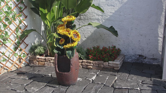 FountJoy 4-Tier Sunflower LED Water Fountain - Garden Patio Balcony Decor - Installation Overview and Water Flow Demonstration Video