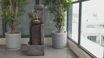 FountJoy 4-Tier Bowl LED Water Fountain - Outdoor Garden Patio Decor Installation Video