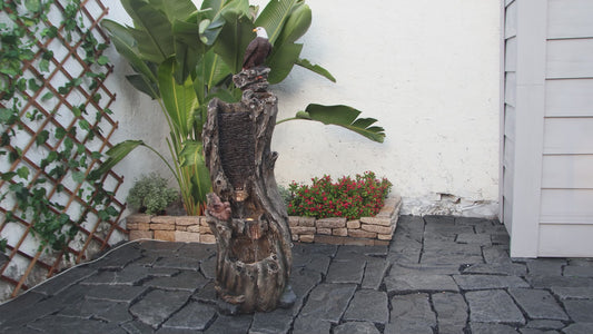 FountJoy 3-Tier Bald Eagle Rainforest Water Fountain - Garden Patio Backyard Landscape Decor - Installation Overview and Water Flow Demonstration Video