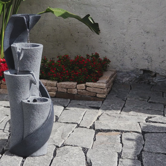 FountJoy S-Shaped Column Water Fountain - Home Office Patio Balcony Decor - Installation Overview and Water Flow Demonstration Video