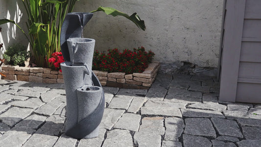 FountJoy S-Shaped Column Water Fountain - Home Office Patio Balcony Decor - Installation Overview and Water Flow Demonstration Video